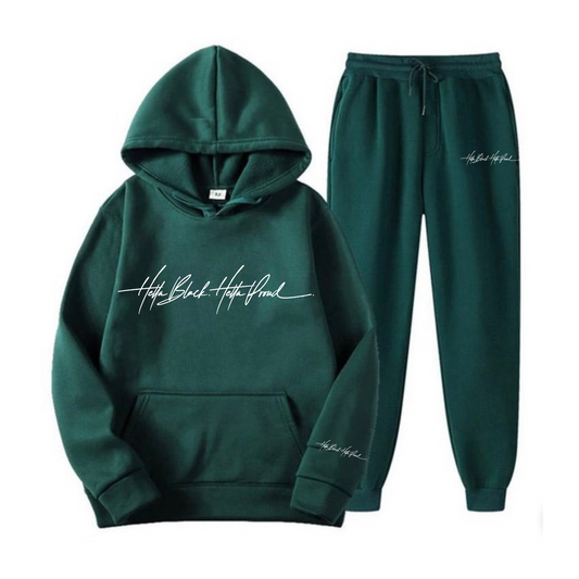 Hella Black. Hella Proud. Signature Hooded Sweatsuit (Hunter Green)